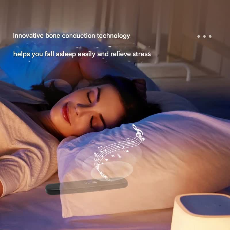 Under-Pillow Bone Conduction Sleep Sound Device - Bluetooth 5.3, TF Card, 8H Playtime & Timer(black)