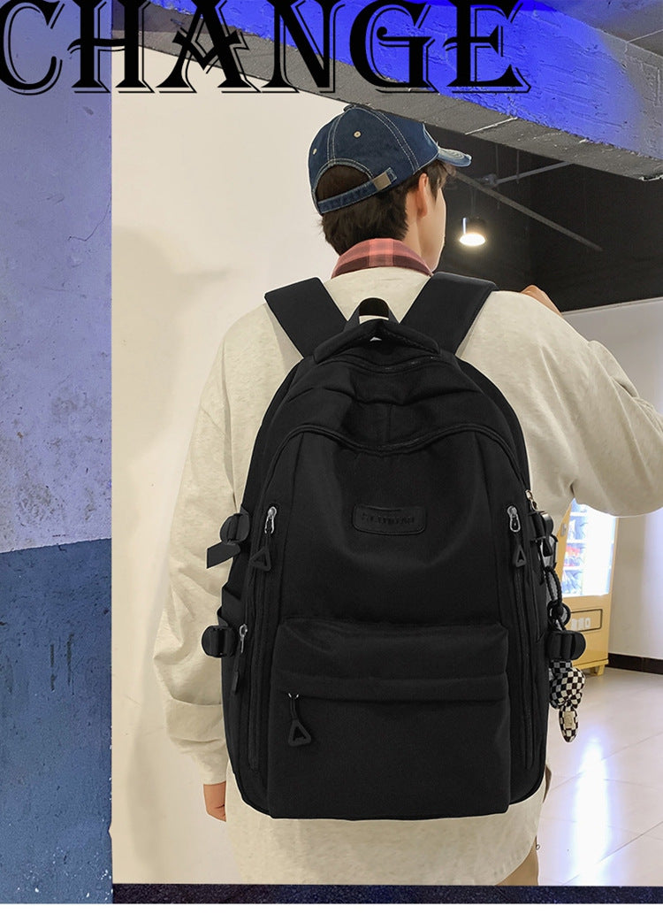 Large Capacity Nylon Backpack - Fits Tablet, A4 Magazines, Umbrella - Multiple Pockets & Adjustable Straps(black)