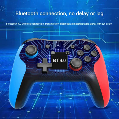 Wireless Bluetooth 4.0 Pro Gaming Controller - Multi-Platform Compatibility, 6-Axis Gyro, Turbo Function(Black, blue, red)