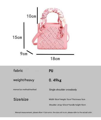 Elegant Embossed PU Leather Handbag with Scarf Detail - Versatile Top-Handle & Crossbody Bag(blue)