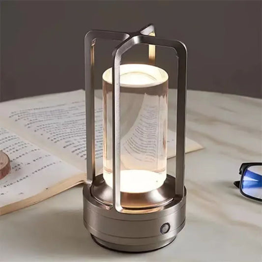 Cross-Shaped LED Table Lamp - Silver Touch Button with USB Charging