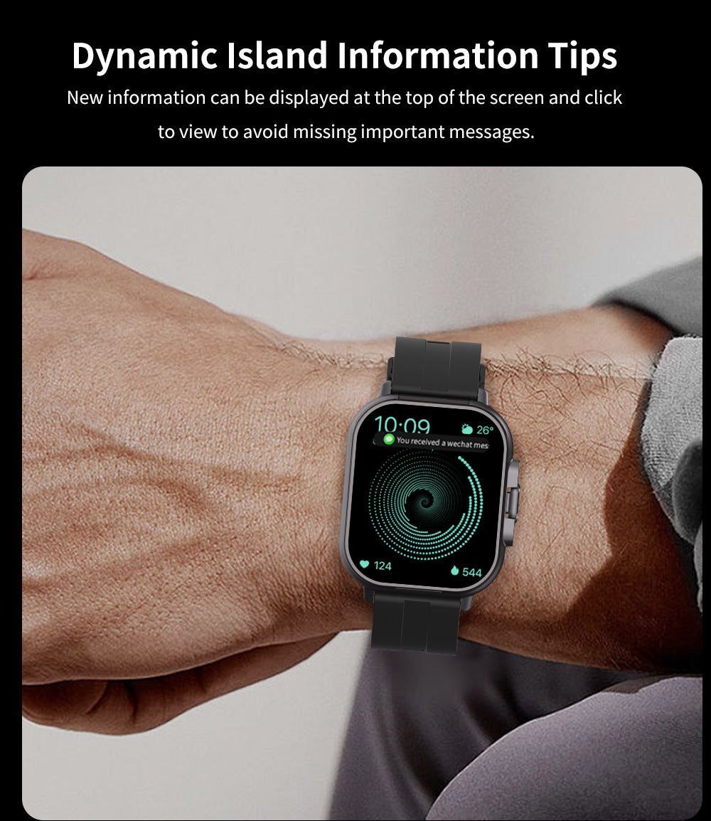 Black TPU Strap 2-in-1 Smartwatch with Built-in Earbuds - 2.01" HD Touchscreen, Bluetooth Calls, Health Monitor, Long Battery Life