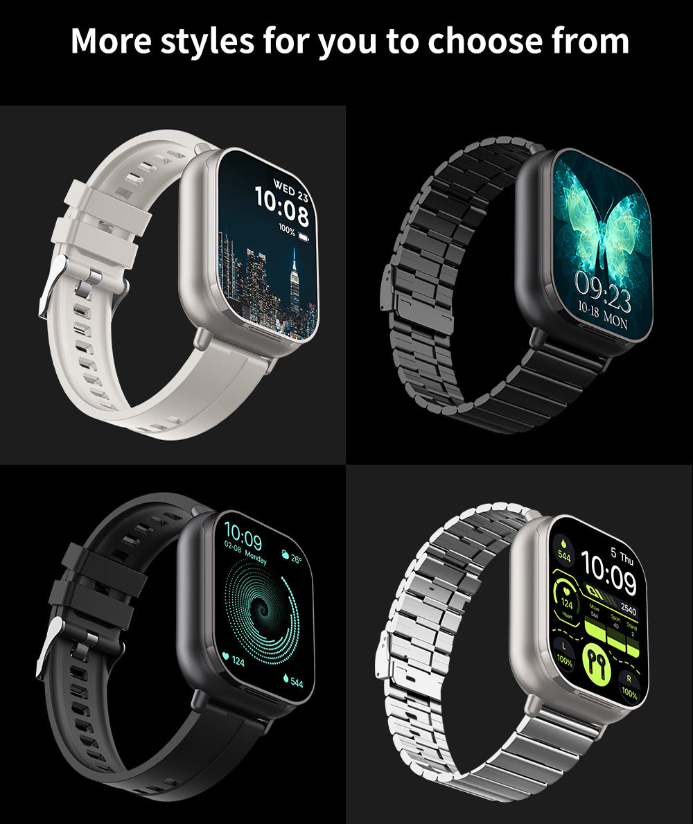 Beige TPU Strap 2-in-1 Smartwatch with Built-in Earbuds - 2.01 HD Touchscreen