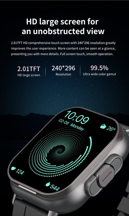 Beige TPU Strap 2-in-1 Smartwatch with Built-in Earbuds - 2.01 HD Touchscreen