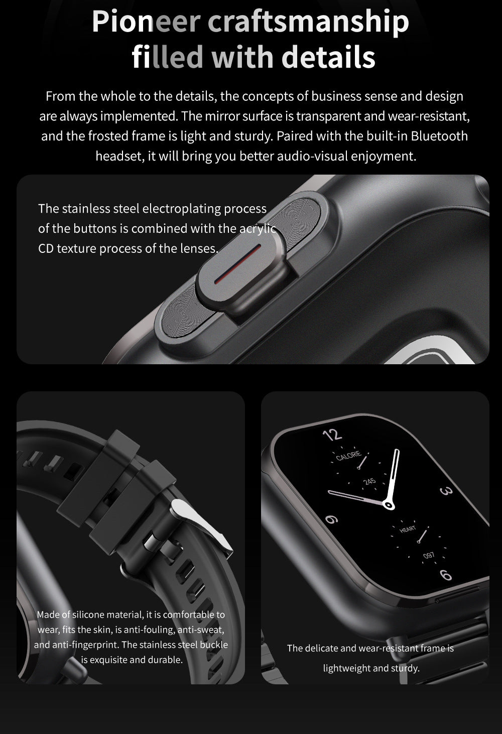 Beige TPU Strap 2-in-1 Smartwatch with Built-in Earbuds - 2.01 HD Touchscreen