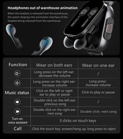 Beige TPU Strap 2-in-1 Smartwatch with Built-in Earbuds - 2.01 HD Touchscreen