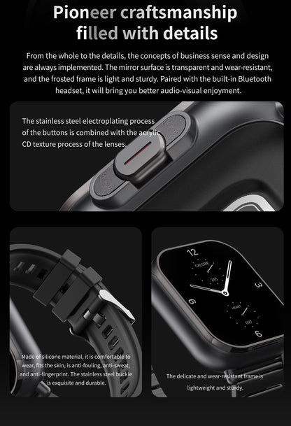 Silver Steel Belt 2-in-1 Smartwatch with Built-in Earbuds - 2.01 HD Touchscreen