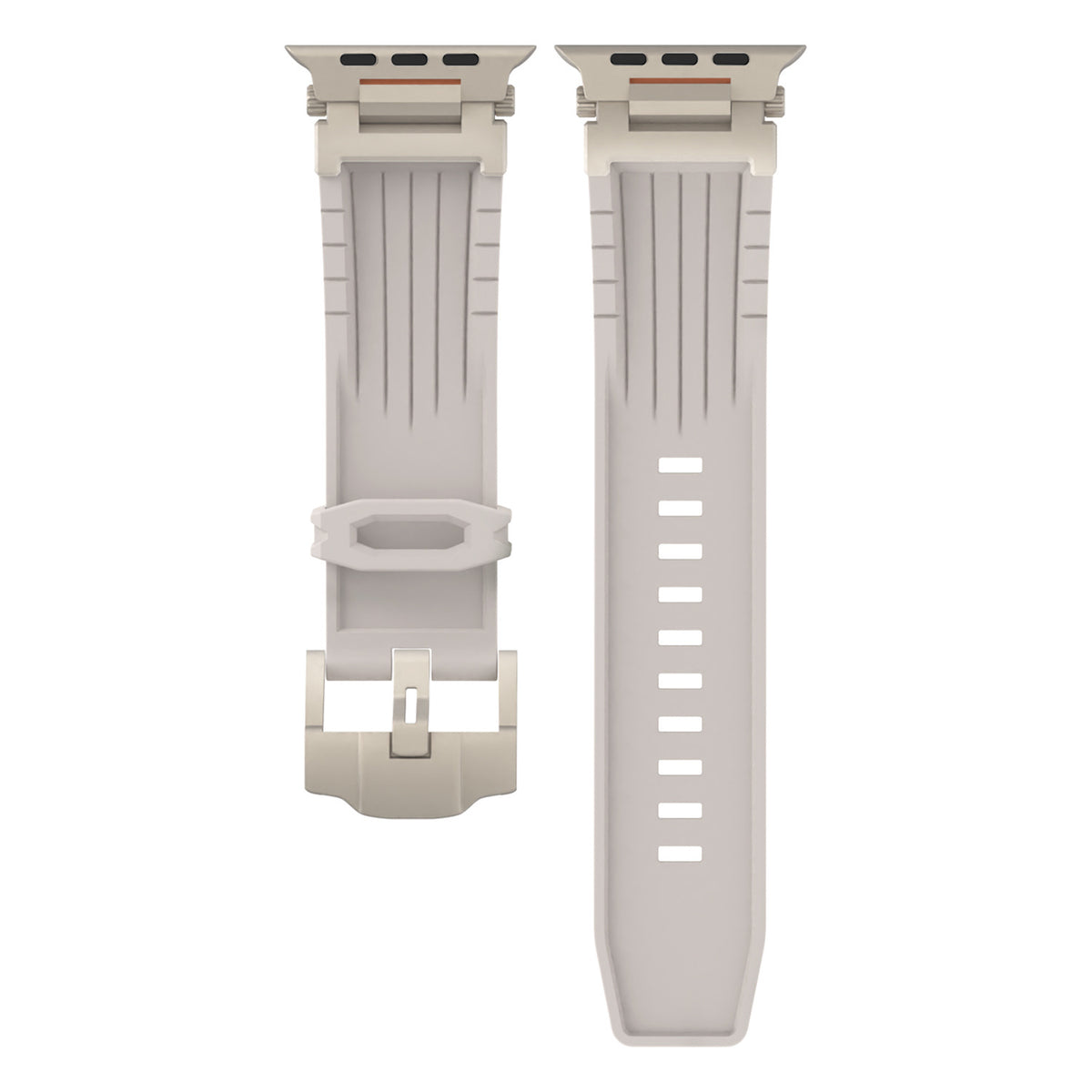 Beige Rugged Tactical Silicone Strap for Apple Watch Ultra & Series - Heavy-Duty Metal Clasp