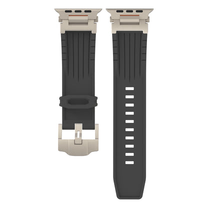 Beige Rugged Tactical Silicone Strap for Apple Watch Ultra & Series - Heavy-Duty Metal Clasp