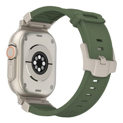 Beige Rugged Tactical Silicone Strap for Apple Watch Ultra & Series - Heavy-Duty Metal Clasp