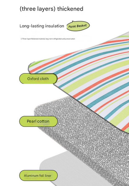 Pink and Floral Pattern Large 27L Foldable Insulated Picnic Basket Cooler Bag - Lightweight Thermal Hamper with Aluminum Handles for Outdoor, Shopping & Camping