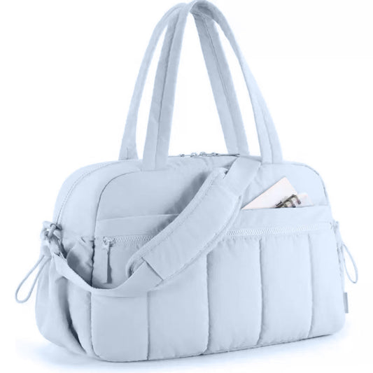 Light Blue Versatile Carry-On Travel Duffel Bag - Airline Personal Item Size with Waterproof Wet Pocket & Trolley Sleeve