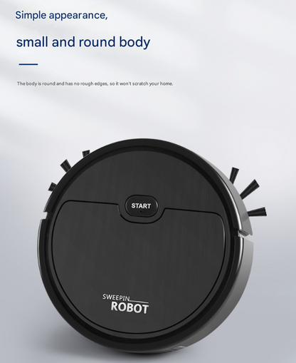 Black 3-in-1 Smart Robot Vacuum Cleaner - Automatic Sweeping, Mopping & Suction for Hard Floors & Pet Hair