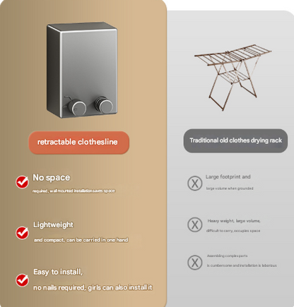 Grey Retractable Stainless Steel Clothesline - 4.2m Indoor and Outdoor Drying Solution