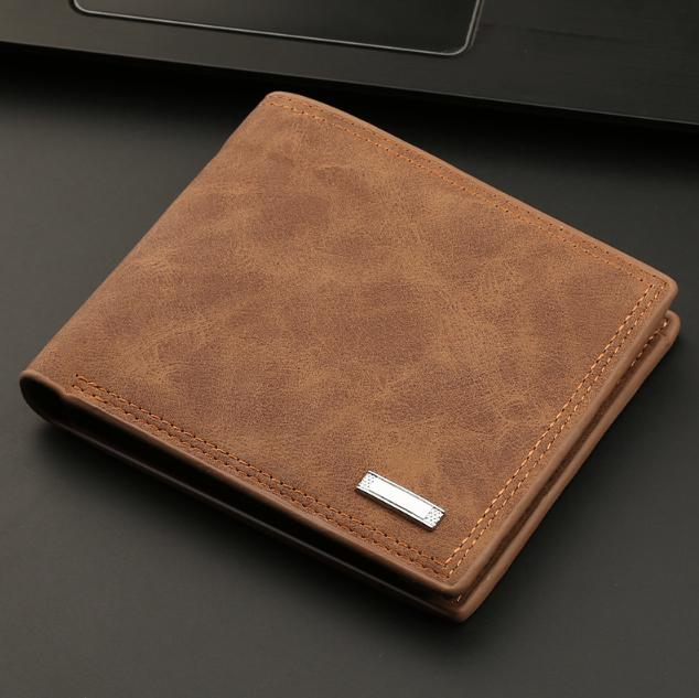 2-Piece Brown Men's Vintage Style Bifold Wallet | High-Capacity PU Leather with Removable Card Holder & Zip Coin Pocket