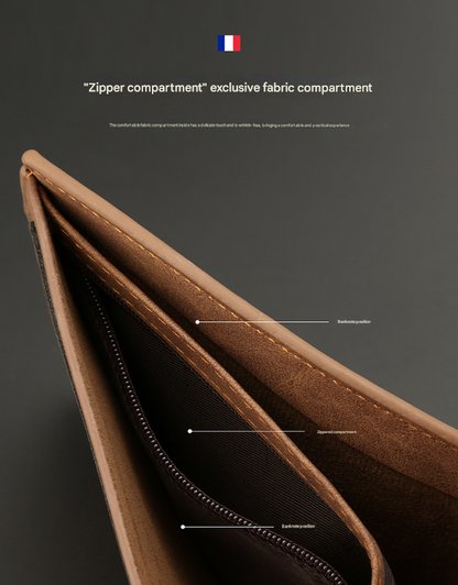 2-Piece Brown Men's Vintage Style Bifold Wallet | High-Capacity PU Leather with Removable Card Holder & Zip Coin Pocket