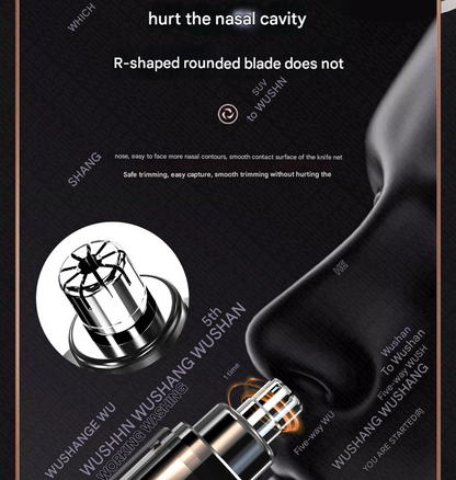 White Painless Electric Nose & Ear Hair Trimmer - USB-C Rechargeable Grooming Tool with LED Battery Display for Men and Women