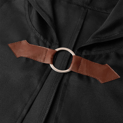 Black Shadow Wanderer Hooded Cape - Premium Velvet Robe for Jedi, Wizard & Medieval Cosplay
