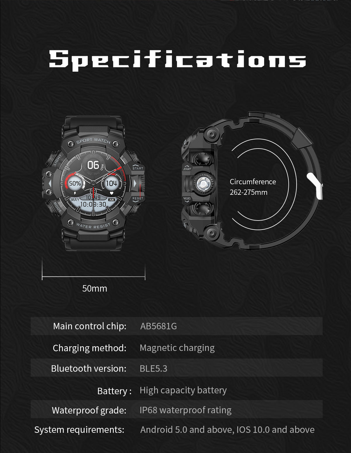 Rugged Outdoor Sport Smartwatch - HD Display, Compass, Flashlight, 100+ Sports Modes, Health Monitoring & Bluetooth Calls(Camouflage green)