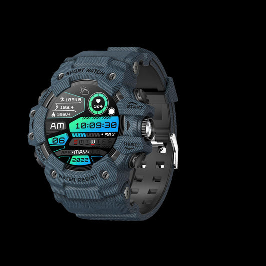 Rugged Outdoor Sport Smartwatch - HD Display, Compass, Flashlight, 100+ Sports Modes, Health Monitoring & Bluetooth Calls(Denim blue)
