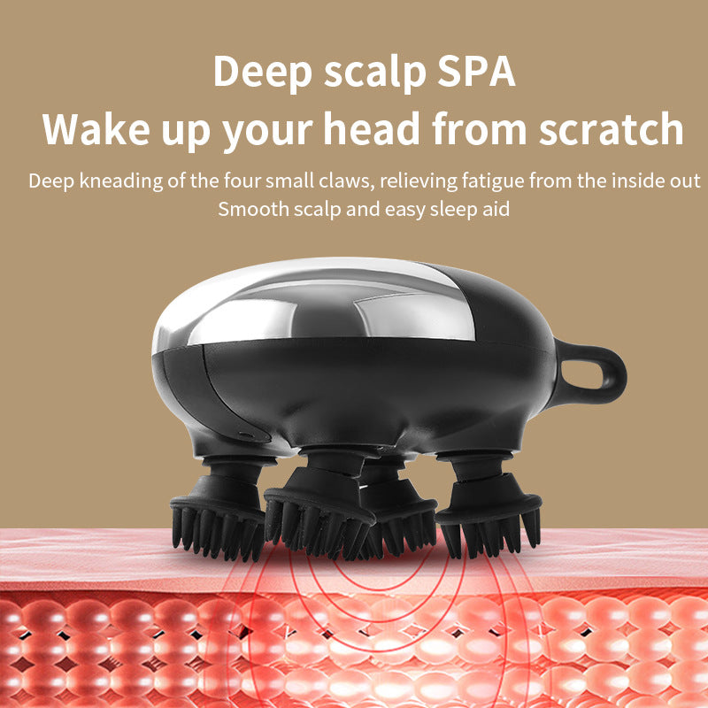 Intelligent 3D Electric Head & Scalp Massager - 7 Massage Techniques, IPX7 Waterproof, Rechargeable(Purple)