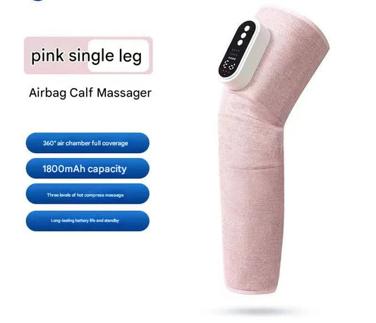 Rechargeable Air Compression Leg Massager with Heat Therapy for Knee & Calf Relief(pink-Single)