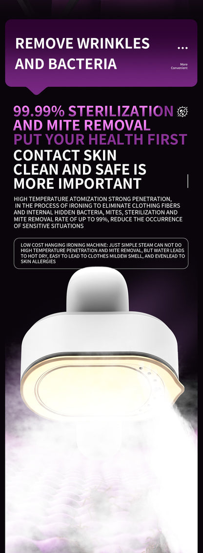 Portable Handheld Garment Steamer & Mini Iron - Smart Temperature Control, Rapid Heating & Powerful Steam for All Fabrics(White)