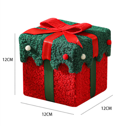 Green White Butterfly Knot Style Premium 2-Piece Christmas Apple Gift Box Set - High-End Thick Flannel Festive Candy & Present Boxes