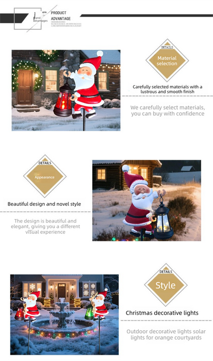 Warm white light Solar Powered Christmas Garden Stake - Metal Santa with Watering Can &  LED Waterfall - 82cm Outdoor Yard Decoration
