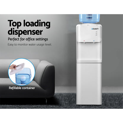 Devanti Water Cooler Dispenser Stand 22L Bottle White w/2 Filter