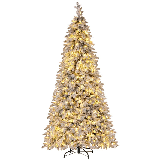 Jingle Jollys Christmas Tree 2.1m Flocking Pencil Tree LED Xmas 860 Tips White