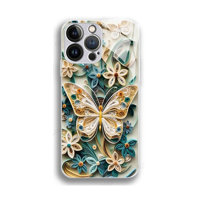 Metallic Paint Glass Stereoscopic Butterfly Phone Case