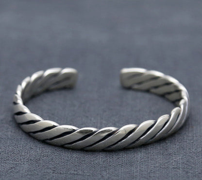 Sterling Silver Ornament Chiang Mai Handmade Silver Retro Hemp Rope Woven Thai Opening Bracelet