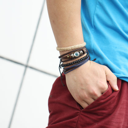Men's Hand Braided Vintage Eye Multilayer Adjustable Bracelet