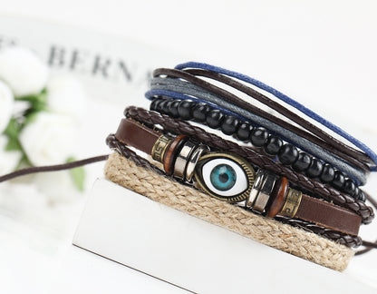 Men's Hand Braided Vintage Eye Multilayer Adjustable Bracelet