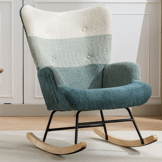 Modern Patchwork Accent Chair With Solid Wood Armrest And Feet, Mid-Century Modern Accent Sofa, Fabric Sofa Chair For Living Room Bedroom Studio, Comfy Side Armchair For Bed