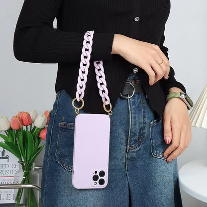 Solid Color Crossbody Rope Suitable For IPhone15promax Phone Case 13 Bracelet 14pro Drop-resistant Soft 1112