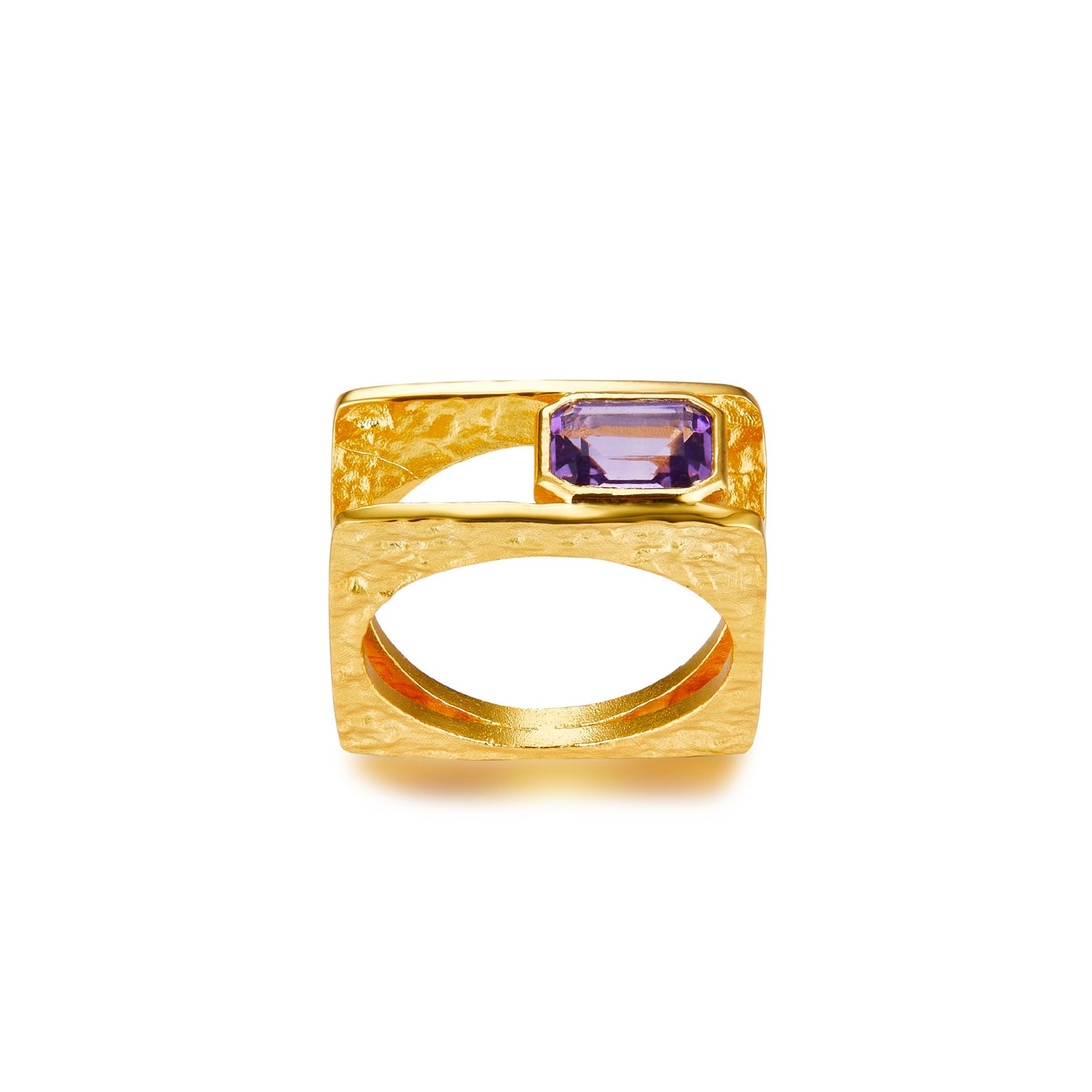 925 Silver Natural Amethyst Ring Antique Design Square Ring