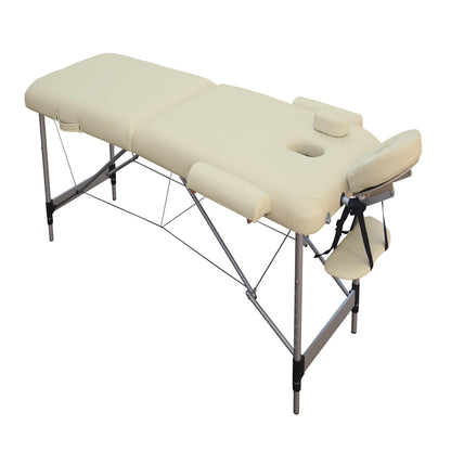 YES4HOMES 2 Fold 6cm Thickness Foam Portable Aluminium Massage Table Massage Bed Beauty Therapy Beige