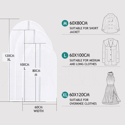 6Pcs Suit Dress Clothing Dust Cover Bag Jacket Wardrobe Storage Coat Protector (2M+2L+2XL)