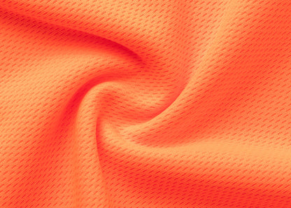 HI VIS Short Sleeve Workwear Shirt w Reflective Tape Cool Dry Safety Polo 2 Tone, Fluoro Orange / Navy, M