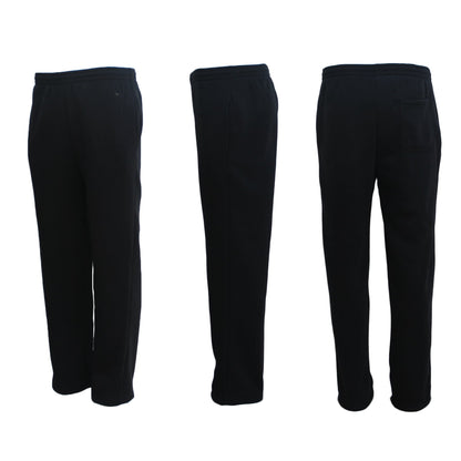 New Adult Mens Unisex Track Suit Fleece Lined Pants Sport Gym Work Casual Winter, Black, M
