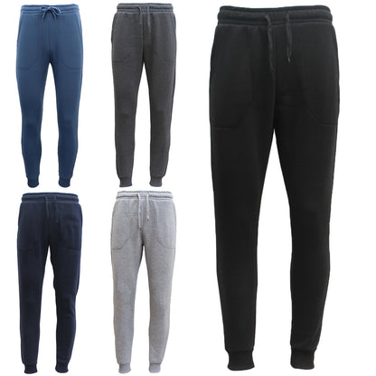 Mens Unisex Fleece Lined Sweat Track Pants Suit Casual Trackies Slim Cuff XS-6XL, Black, XL