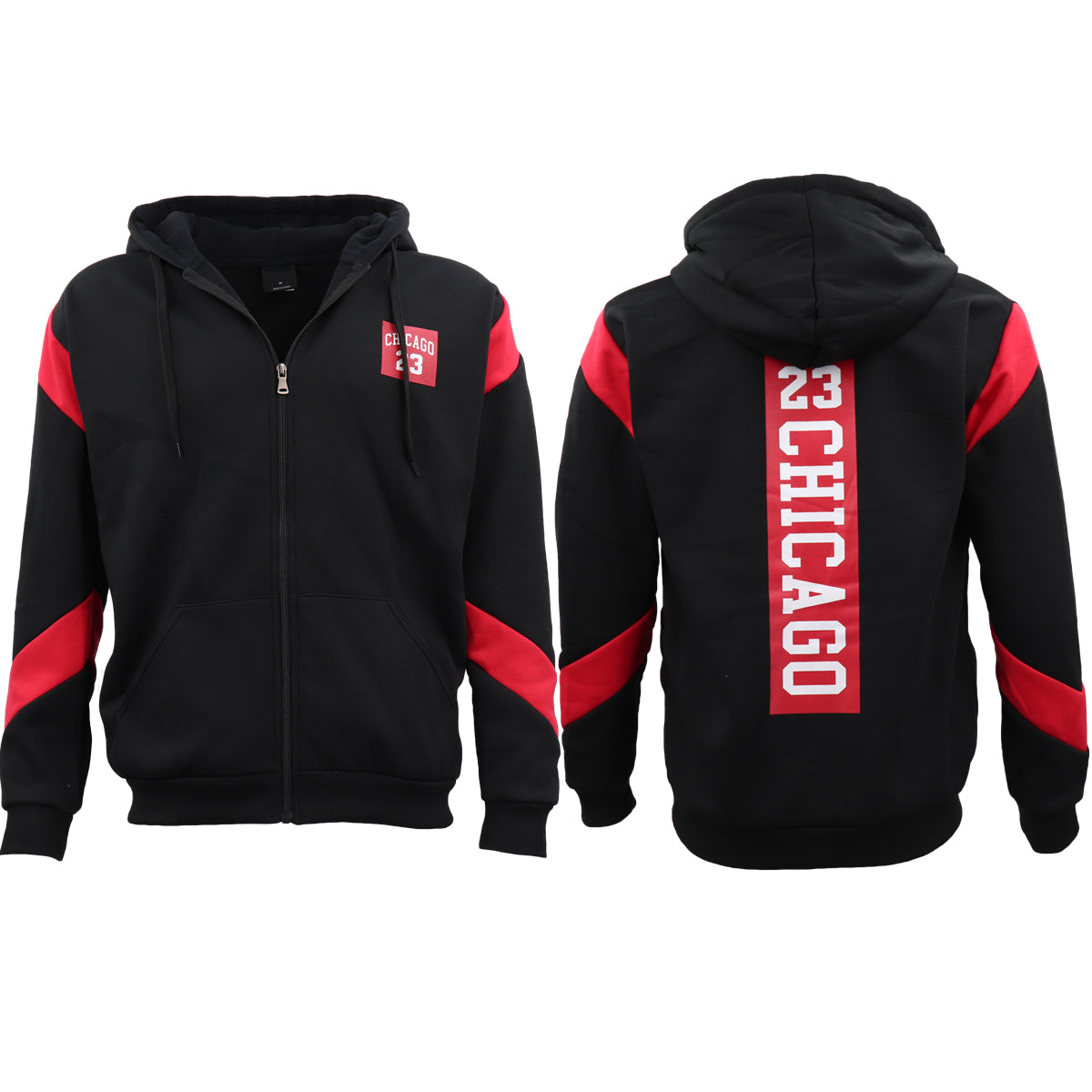 Men's Fleece Zip Up Hoodie Shirt Chicago Bulls 23 Michael Jordan Sweat Jacket, Light Grey, S