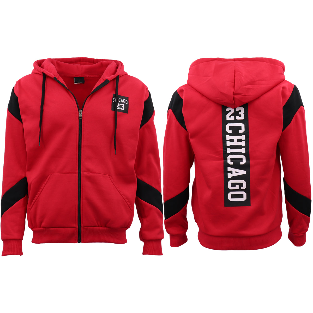 Men's Fleece Zip Up Hoodie Shirt Chicago Bulls 23 Michael Jordan Sweat Jacket, Light Grey, S