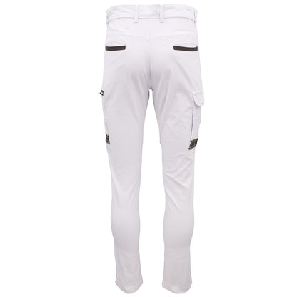 Men's Cotton Drill Cargo Work Pants UPF 50+ 13 Pockets Tradies Workwear Trousers, White, 38