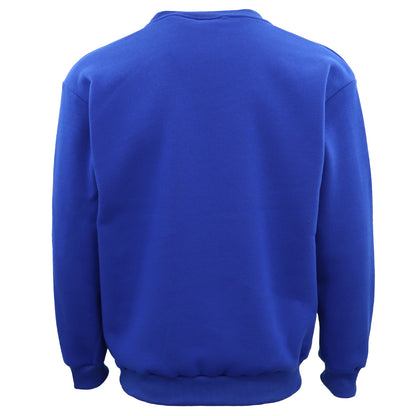 New Adult Unisex Plain Pullover Fleece Jumper Mens Long Sleeve Crew Neck Sweater, Royal Blue, 3XL